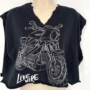 Harley Davidson LiveWire Cropped Muscle Tee Black Graphic Tank Top XL 2020